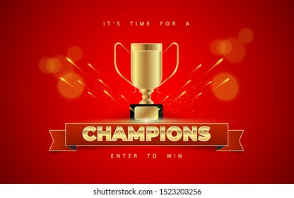 Trophy cup. Champions award, sport victory, winner prize concept. Competition success, first place, best win, celebration ceremony symbol.