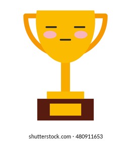 trophy cup character kawaii style vector illustration design