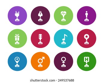Trophy cup circle icons on white background. Vector illustration.