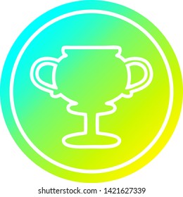 Trophbecher-Kreissymbol mit kalter Farbverlauf-Oberfläche