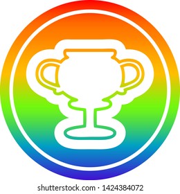 trophy cup circular icon with rainbow gradient finish