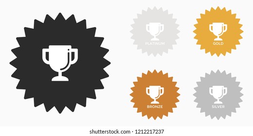 Trophy Cup, Class, Rank Or Level Badge Bronze Silver Gold Platinum Vector