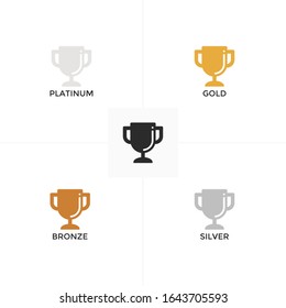 Trophy Cup, Class, Rank or Level Badge Bronze Silver Gold Platinum Vector