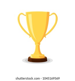 Trophy Cup color vector illustration. Golden trophy award colorful flat icon.