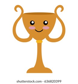 trophy cup comic character isolated icon
