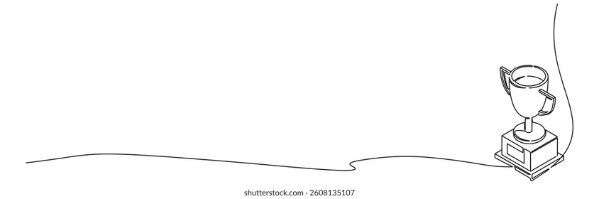 Trophy cup continuous line art drawing vector. Minimalist award symbol for success, achievement, competition, and victory. Ideal for sports, business, and excellence-themed designs.