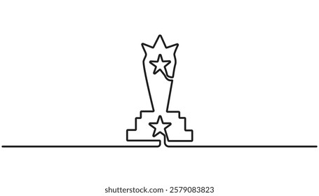 Trophy cup continuous one-line drawing, Single Line Vector Illustration