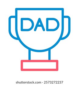 Trophy cup for dad. Concept of Father's Day, best dad, and award.