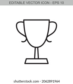 Trophy Cup. Editable stroke line icon. Vector illustration