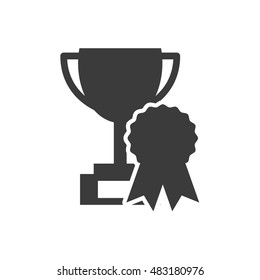 trophy cup with education icon vector illustration design