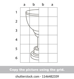 Trophy cup, the educational game with simple game level. Copy the half of the picture.