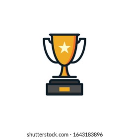 Trophy cup filled outline icons. Vector illustration. Editable stroke. Isolated icon suitable for web, infographics, interface and apps.