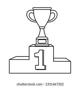 Trophy cup first place podium black and white