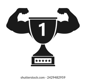 Trophy Cup Flat Icon Big Muscular Arms