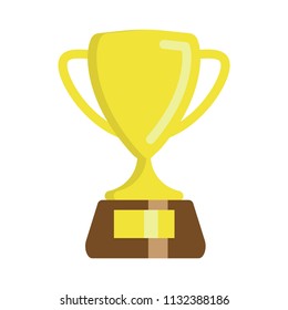 Trophy Cup Flat Icon, Gold trophy cup, vector illustration.