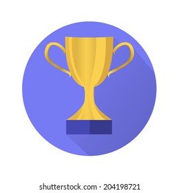Trophy Cup Flat Icon with Long Shadow