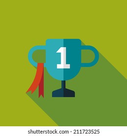 Trophy Cup flat icon with long shadow,eps10