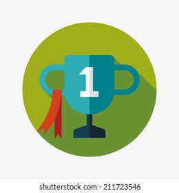 Trophy Cup flat icon with long shadow,eps10