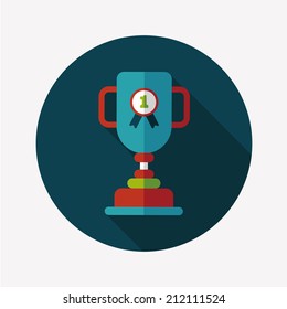Trophy Cup flat icon with long shadow,eps10