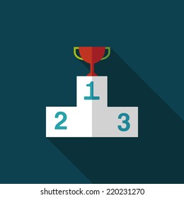 trophy cup flat icon with long shadow,eps10