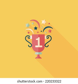trophy cup flat icon with long shadow,eps10