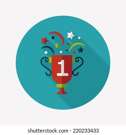 trophy cup flat icon with long shadow,eps10