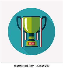 trophy cup flat icon with long shadow,eps10