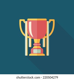 trophy cup flat icon with long shadow,eps10
