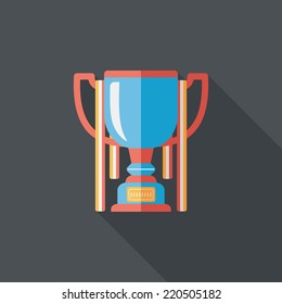 trophy cup flat icon with long shadow,eps10
