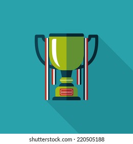 trophy cup flat icon with long shadow,eps10