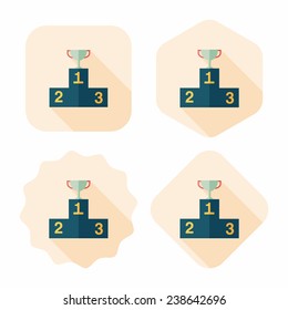 trophy cup flat icon with long shadow, eps10