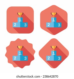trophy cup flat icon with long shadow, eps10