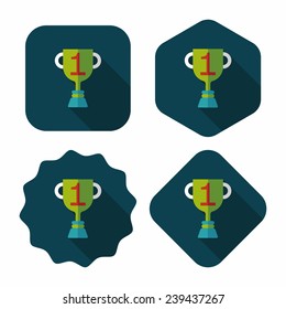 Trophy Cup flat icon with long shadow,eps10