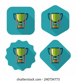 trophy cup flat icon with long shadow,eps10
