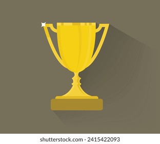 Trophy Cup Flat Icon with Long Shadow