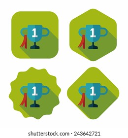 Trophy Cup flat icon with long shadow,eps10