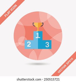 trophy cup flat icon with long shadow,eps10