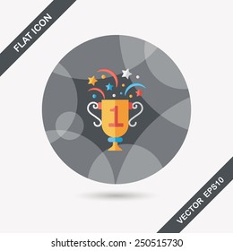 trophy cup flat icon with long shadow,eps10