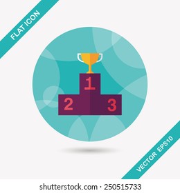 trophy cup flat icon with long shadow,eps10