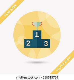 trophy cup flat icon with long shadow,eps10