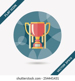 trophy cup flat icon with long shadow,eps10