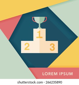 trophy cup flat icon with long shadow,eps10