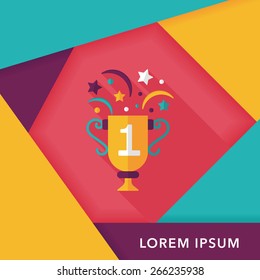 trophy cup flat icon with long shadow,eps10
