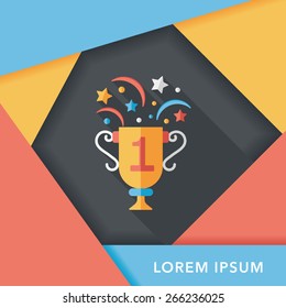 trophy cup flat icon with long shadow,eps10