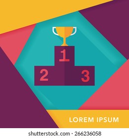 trophy cup flat icon with long shadow,eps10