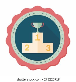 trophy cup flat icon with long shadow,eps10