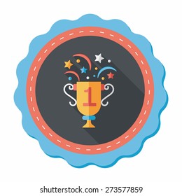 trophy cup flat icon with long shadow,eps10