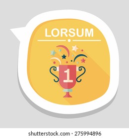 trophy cup flat icon with long shadow,eps10