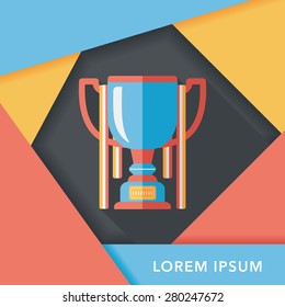 trophy cup flat icon with long shadow,eps10