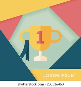 Trophy Cup flat icon with long shadow,eps10